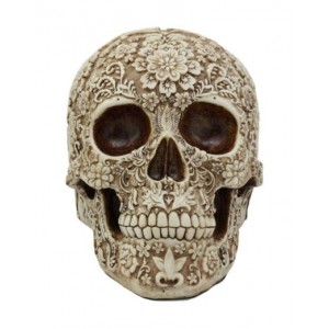 Gothic Floral DOD Skull 15cm