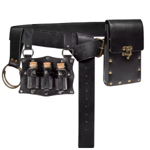 Alchemist’s Leather Potion Belt - Black