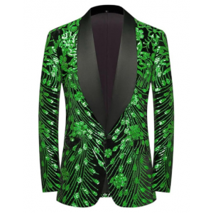 Sequin Blazer Midnight Velvet Blazer - Green
