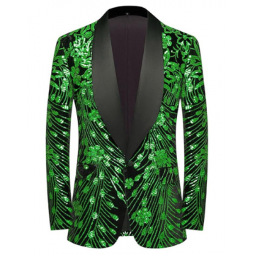 Sequin Blazer Midnight Velvet Blazer - Green