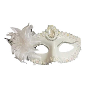 Victorian Sequin Flower Mask - White