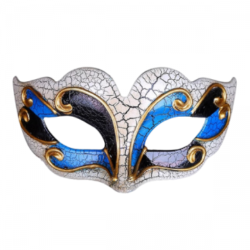 Venetian Curved Masquerade Eyemask - Blue/Black