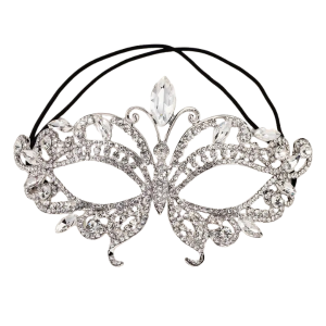 Jewelled Metal Masquerade Eyemask - Clear