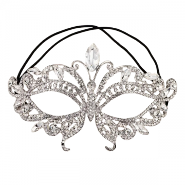 Jewelled Metal Masquerade Eyemask - Clear