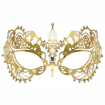 Elegant Rhinestone Metal Mask - Gold