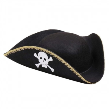 Pirate Tricorne Hat with Gold Trim