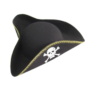 Pirate Tricorne Hat with Gold Trim Deluxe