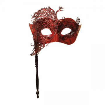 Peacock Style Handheld Eyemask - Red