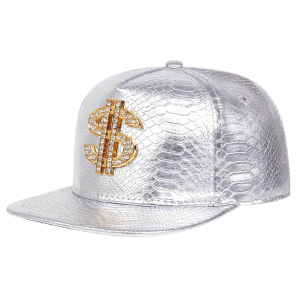Bling Dollar Sign Silver Hip Hop Cap