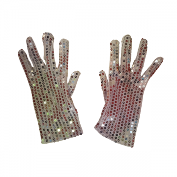 Sequin Gloves - Silver