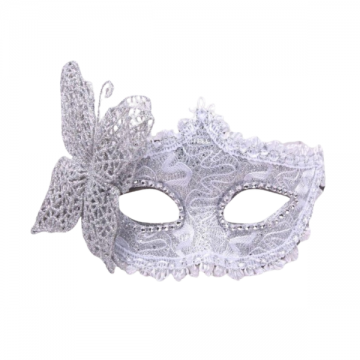 Flower Lace Masquerade Eyemask - Silver