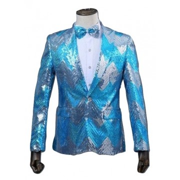 Sequin Blazer Silver & Blue