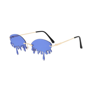 Rimless Water Drips Glasses with Gems - Blue