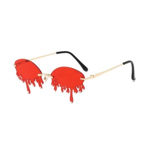 Rimless Water Drips Glasses with Gems - Red