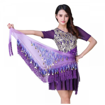 Belly Dance scarf with Fringe Purple