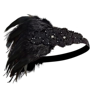 Flapper Headband Feather and Rhinestone