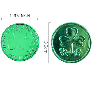 St Patricks Day Shamrock Coins Assorted -12pcs