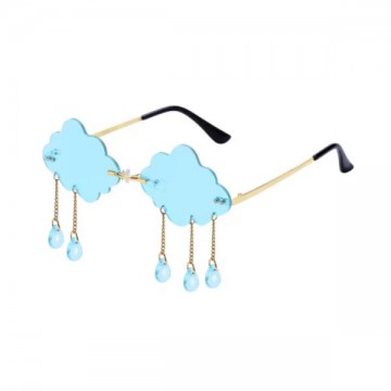 Rimless Cloud & Raindrop Glasses - Light Blue