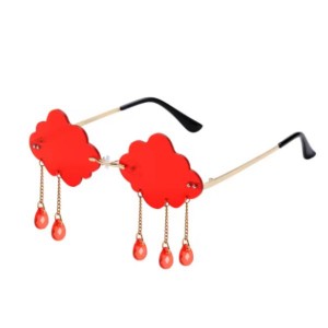 Rimless Cloud & Raindrop Glasses - Red