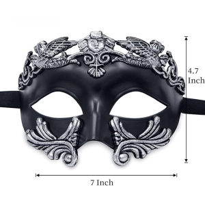 Greek-Venetian Masquerade Eyemask - Black/Silver