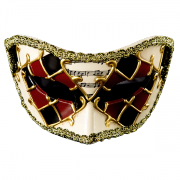 Harlequin Style Musical Masquerade Eyemask - Red