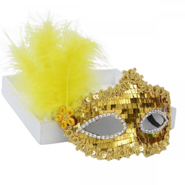 Sequin Plated Feathered Masquerade Eyemask