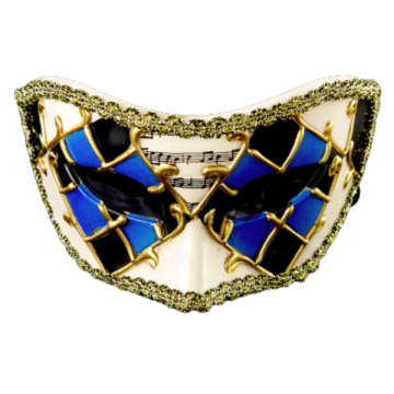Harlequin Style Musical Masquerade Eyemask - Blue