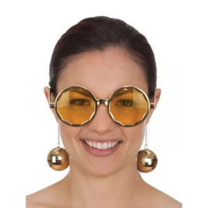 Disco Diva Shades with Mirror Ball Earrings - Gold
