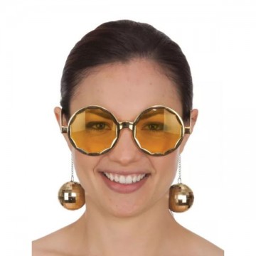 Disco Diva Shades with Mirror Ball Earrings - Gold