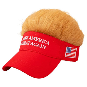 MAGA Red Visor with a Blonde Wig