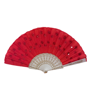 Hand fan Red Sparkle