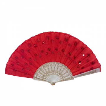 Hand fan Red Sparkle