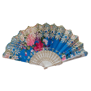 Hand fan Elegant Floral - Light Blue