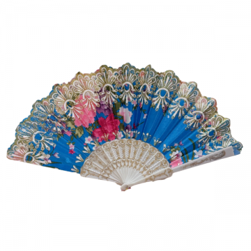 Hand fan Elegant Floral - Light Blue