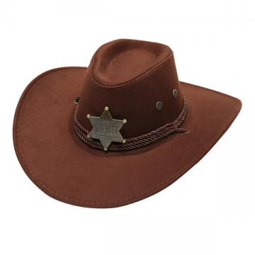 Western Sheriff Cowboy Hat - Brown