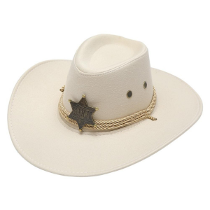 Western Sheriff Cowboy Hat - Beige