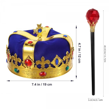 Royal Regal Crown & Jewel Scepter Set - Blue