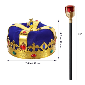 Royal Regal Crown & Majestic Gem Scepter Set - Blue