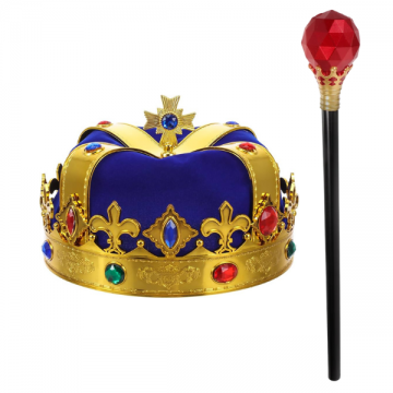 Royal Regal Crown & Jewel Scepter Set - Blue