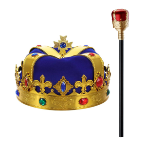 Royal Regal Crown & Majestic Gem Scepter Set - Blue
