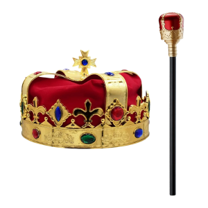 Royal Regal Crown & Majestic Gem Scepter Set - Red