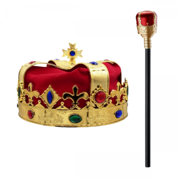 Royal Regal Crown & Majestic Gem Scepter Set - Red