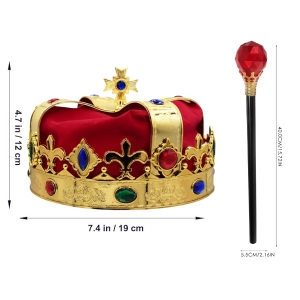 Royal Regal Crown & Jewel Scepter Set - Red