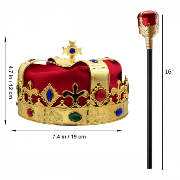 Royal Regal Crown & Majestic Gem Scepter Set - Red