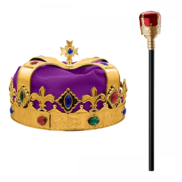 Royal Regal Crown & Majestic Gem Scepter Set - Purple
