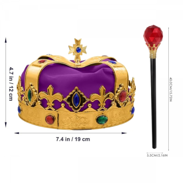Royal Regal Crown & Jewel Scepter Set - Purple