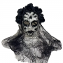 Deluxe Day of the Dead Sugar Skull Mask with Black Roses & Lace Veil