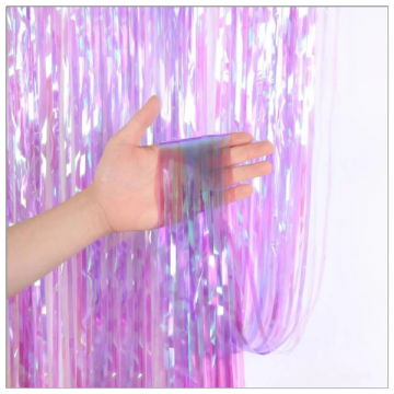 Foil Curtain - Iridescent Purple Tinsel Fringe