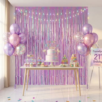 Foil Curtain - Iridescent Purple Tinsel Fringe