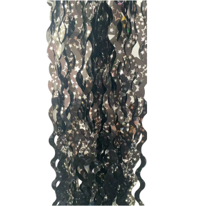 Foil Curtain - Wavy Star Tinsel Fringe Black